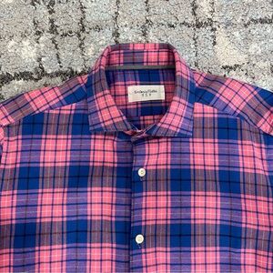TINTORIA MATTEI 954 Pink Regular Fit Plaid Check Long Sleeve Shirt Size 38 / 15